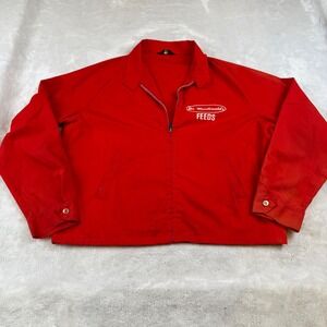 Vintage Sir Jac Red Work Jacket Dr Macdonalds Feeds Zip Up Windbreaker XL